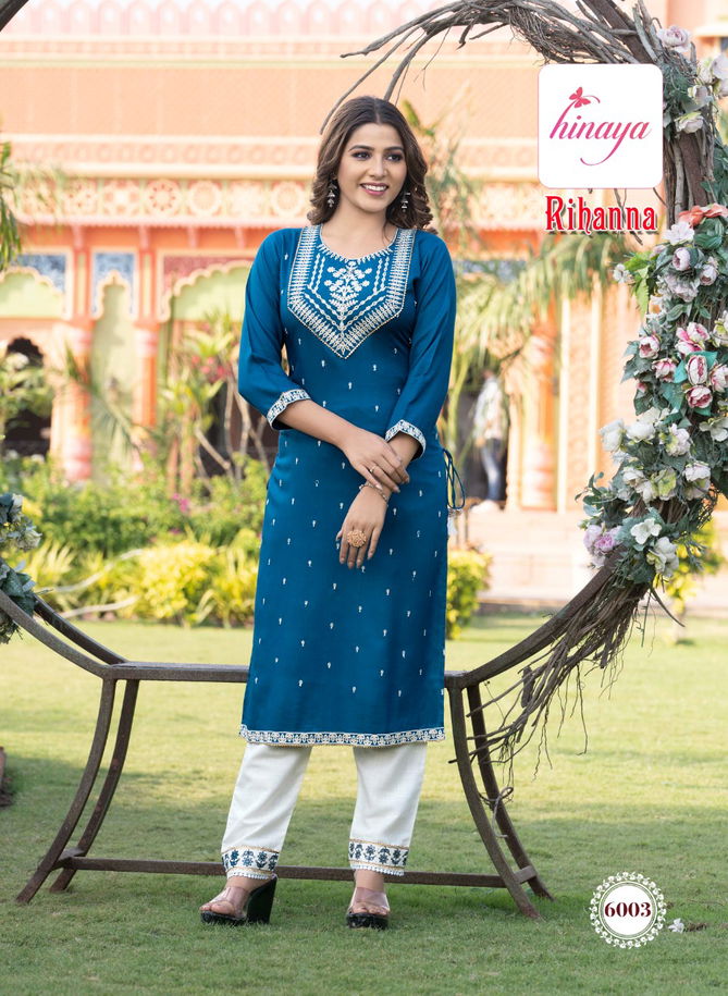 Hinaya Rihanna Fancy Ethnic Wear Wholesale Designer Kurti With Bottom Catalog